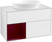 Тумба под раковину Villeroy & Boch Finion 100х50,1 см с подсветкой МДФ глянцевый белый лак/стекло белое матовое GA11HBGF