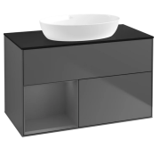 Тумба под раковину Villeroy & Boch Finion 100х50,1 см с подсветкой МДФ антрацит матовый лак/стекло черное матовое GA12GKGK