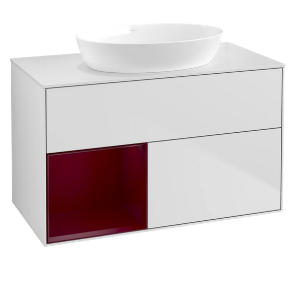 Тумба под раковину Villeroy & Boch Finion 100х50,1 см с подсветкой МДФ белый матовый лак/стекло белое матовое GA11HBMT