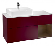 Тумба под раковину Villeroy & Boch Finion 120х50,1 см с подсветкой МДФ пион матовый лак/стекло белое матовое F151GNHB