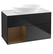 Тумба под раковину Villeroy & Boch Finion 100х50,1 см с подсветкой МДФ черный матовый лак/стекло белое матовое GA11GNPD