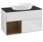 Тумба под раковину Villeroy & Boch Finion 100х50,1 см с подсветкой МДФ белый матовый лак/стекло черное матовое GA12GNMT