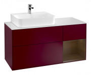 Тумба под раковину Villeroy & Boch Finion 120х50,1 см с подсветкой МДФ пион матовый лак/стекло белое матовое F151GNHB