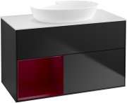 Тумба під раковину Villeroy & Boch Finion 100х50,1 см із підсвічуванням МДФ чорний матовий лак/скло біле матове GA11HBPD