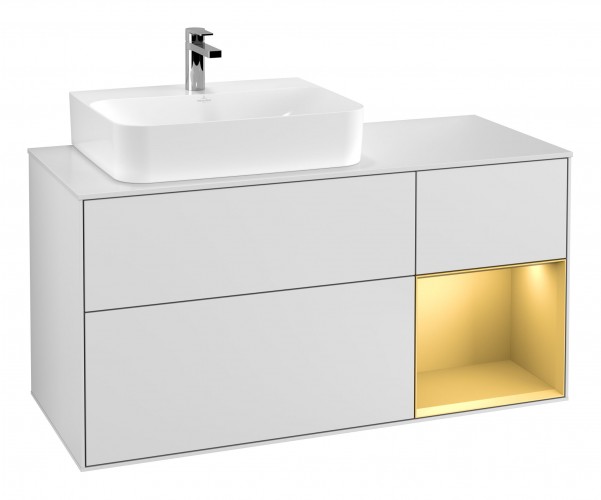 Тумба под раковину Villeroy & Boch Finion 120х50,1 см с подсветкой МДФ белый матовый лак/стекло белое матовое F151HFMT