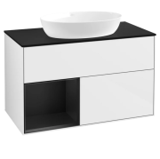 Тумба под раковину Villeroy & Boch Finion 100х50,1 см с подсветкой МДФ глянцевый белый лак/стекло черное матовое GA12PDGF