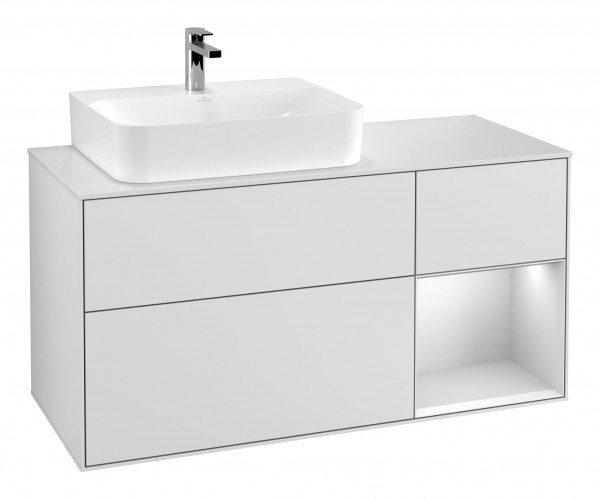 Тумба под раковину Villeroy & Boch Finion 120х50,1 см с подсветкой МДФ белый матовый лак/стекло белое матовое F151MTMT