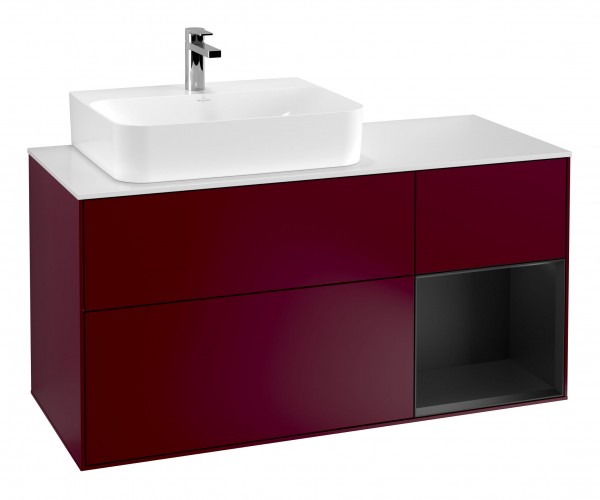 Тумба под раковину Villeroy & Boch Finion 120х50,1 см с подсветкой МДФ пион матовый лак/стекло белое матовое F151PDHB