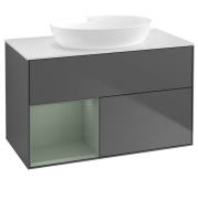 Тумба под раковину Villeroy & Boch Finion 100х50,1 см с подсветкой МДФ антрацит матовый лак/стекло белое матовое GA11GMGK