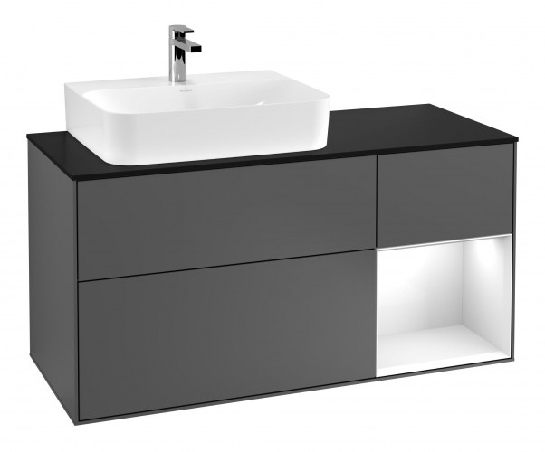 Тумба под раковину Villeroy & Boch Finion 120х50,1 см с подсветкой МДФ антрацит матовый лак/стекло черное матовое F152GFGK