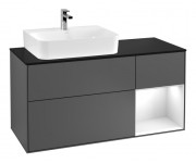 Тумба под раковину Villeroy & Boch Finion 120х50,1 см с подсветкой МДФ антрацит матовый лак/стекло черное матовое F152GFGK