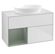 Тумба под раковину Villeroy & Boch Finion 100х50,1 см с подсветкой МДФ белый матовый лак/стекло белое матовое GA11GMMT