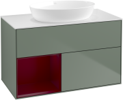 Тумба под раковину Villeroy & Boch Finion 100х50,1 см с подсветкой МДФ оливковый матовый лак/стекло белое матовое GA11HBGM