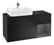 Тумба под раковину Villeroy & Boch Finion 120х50,1 см с подсветкой МДФ черный матовый лак/стекло черное матовое F152GKPD