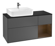 Тумба под раковину Villeroy & Boch Finion 120х50,1 см с подсветкой МДФ антрацит матовый лак/стекло черное матовое F152GNGK