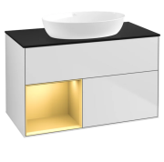 Тумба під раковину Villeroy & Boch Finion 100х50,1 см із підсвічуванням МДФ білий матовий лак/скло чорне матове GA12HFMT