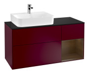 Тумба под раковину Villeroy & Boch Finion 120х50,1 см с подсветкой МДФ пион матовый лак/стекло черное матовое F152GNHB