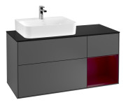 Тумба под раковину Villeroy & Boch Finion 120х50,1 см с подсветкой МДФ антрацит матовый лак/стекло черное матовое F152HBGK