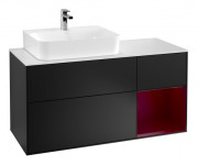 Тумба під раковину Villeroy & Boch Finion 120х50,1 см із підсвічуванням МДФ чорний матовий лак/скло біле матове F151HBPD