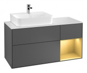 Тумба под раковину Villeroy & Boch Finion 120х50,1 см с подсветкой МДФ антрацит матовый лак/стекло белое матовое F151HFGK