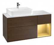 Тумба под раковину Villeroy & Boch Finion 120х50 ,1 см с подсветкой МДФ шпон грецкого ореха/стекло белое матовое F151HFGN