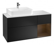 Тумба под раковину Villeroy & Boch Finion 120х50,1 см с подсветкой МДФ черный матовый лак/стекло белое матовое F151GNPD