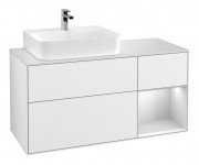 Тумба под раковину Villeroy & Boch Finion 120х50,1 см с подсветкой МДФ глянцевый белый лак/стекло белое матовое F151MTGF