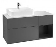 Тумба під раковину Villeroy & Boch Finion 120х50,1 см із підсвічуванням МДФ антрацит матовий лак/скло біле матове F151PDGK