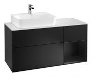 Тумба під раковину Villeroy & Boch Finion 120х50,1 см із підсвічуванням МДФ чорний матовий лак/скло біле матове F151PDPD