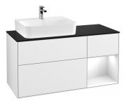 	Тумба под раковину Villeroy & Boch Finion 120х50,1 см с подсветкой МДФ глянцевый белый лак/стекло черное матовое F152GFGF