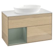 Тумба под раковину Villeroy & Boch Finion 100х50,1 см с подсветкой МДФ шпон дуба/стекло белое матовое GA11GMPC