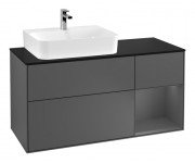 Тумба под раковину Villeroy & Boch Finion 120х50,1 см с подсветкой МДФ антрацит матовый лак/стекло черное матовое F152GKGK