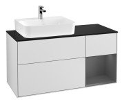 Тумба під раковину Villeroy & Boch Finion 120х50,1 см із підсвічуванням МДФ білий матовий лак/скло чорне матове F152GKMT