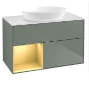 Тумба под раковину Villeroy & Boch Finion 100х50,1 см с подсветкой МДФ оливковый матовый лак/стекло белое матовое GA11HFGM