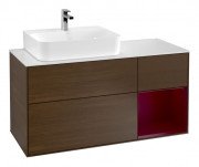 Тумба під раковину Villeroy & Boch Finion 120х50,1 см із підсвічуванням МДФ шпон волоського горіха/скло біле матове F151HBGN