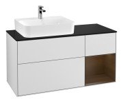 Тумба под раковину Villeroy & Boch Finion 120х50,1 см с подсветкой МДФ белый матовый лак/стекло черное матовое F152GNMT