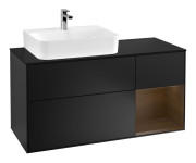 Тумба под раковину Villeroy & Boch Finion 120х50,1 см с подсветкой МДФ черный матовый лак/стекло черное матовое F152GNPD