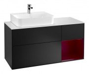 Тумба под раковину Villeroy & Boch Finion 120х50,1 см с подсветкой МДФ черный матовый лак/стекло белое матовое F151HBPD