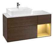 Тумба під раковину Villeroy & Boch Finion 120х50,1 см із підсвічуванням МДФ шпон волоського горіха/скло біле матове F151HFGN