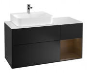 Тумба под раковину Villeroy & Boch Finion 120х50,1 см с подсветкой МДФ черный матовый лак/стекло белое матовое F151GNPD