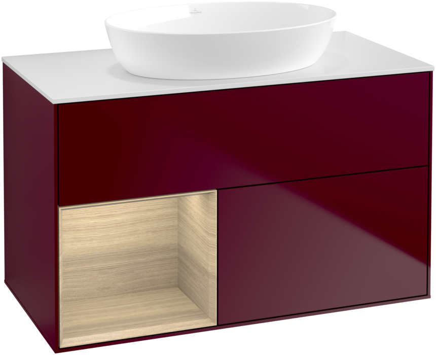 Тумба под раковину Villeroy & Boch Finion 100х50,1 см с подсветкой МДФ пион матовый лак/стекло белое матовое GA11PCHB