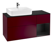 Тумба под раковину Villeroy & Boch Finion 120х50,1 см с подсветкой МДФ пион матовый лак/стекло черное матовое F152PDHB