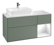 Тумба під раковину Villeroy & Boch Finion 120х50,1 см із підсвічуванням МДФ оливковий матовий лак/скло біле матове F151GFGM