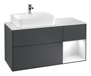 Тумба под раковину Villeroy & Boch Finion 120х50,1 см с подсветкой МДФ темно-синий матовый лак/стекло белое матовое F151GFHG