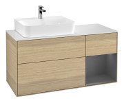 Тумба под раковину Villeroy & Boch Finion 120х50,1 см с подсветкой МДФ шпон дуба/стекло белое матовое F151GKPC