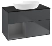 Тумба под раковину Villeroy & Boch Finion 100х50,1 см с подсветкой МДФ темно-синий матовый лак/стекло черное матовое GA12GKHG