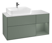 Тумба под раковину Villeroy & Boch Finion 120х50,1 см с подсветкой МДФ оливковый матовый лак/стекло белое матовое F151GMGM