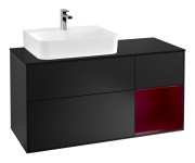 Тумба под раковину Villeroy & Boch Finion 120х50,1 см с подсветкой МДФ черный матовый лак/стекло черное матовое F152HBPD