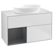 Тумба под раковину Villeroy & Boch Finion 100х50,1 см с подсветкой МДФ белый матовый лак/стекло белое матовое GA11HGMT