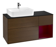 Тумба под раковину Villeroy & Boch Finion 120х50 ,1 см с подсветкой МДФ шпон грецкого ореха/стекло черное матовое F152HBGN